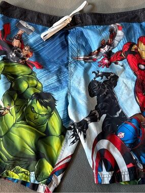 Marvel Black and White Logo Mesh Swim Shorts